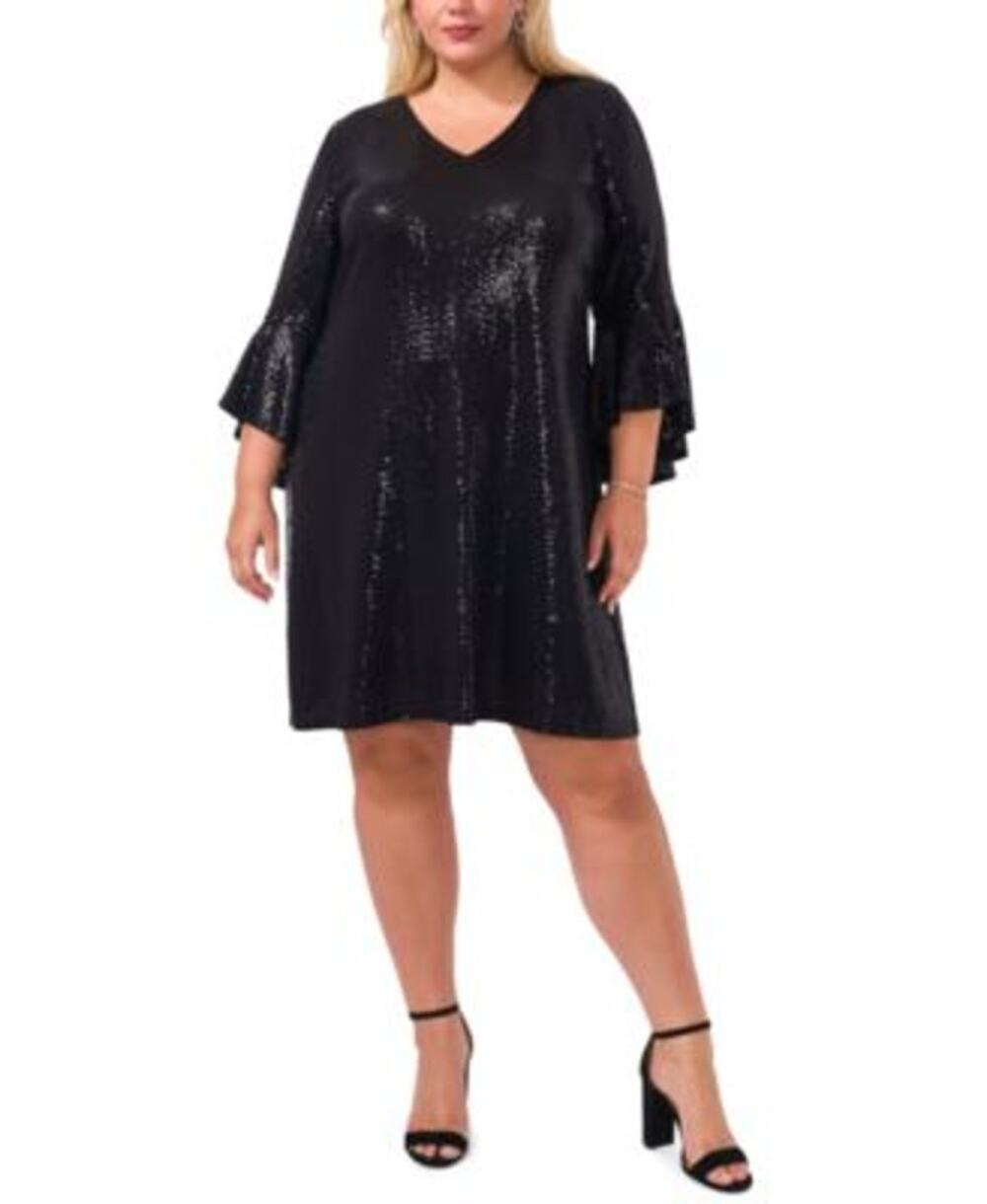 Vince Camuto Women's Plus Size Sequin Dress in Rich Black